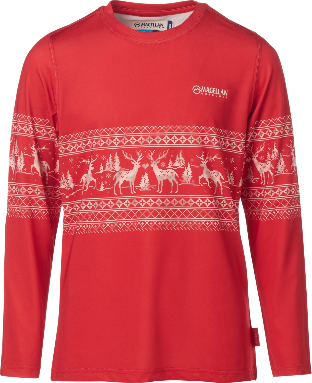 Magellan Outdoors Girls' Holiday Deer Scene GFX Crew Long Sleeve T-shirt - view number 2