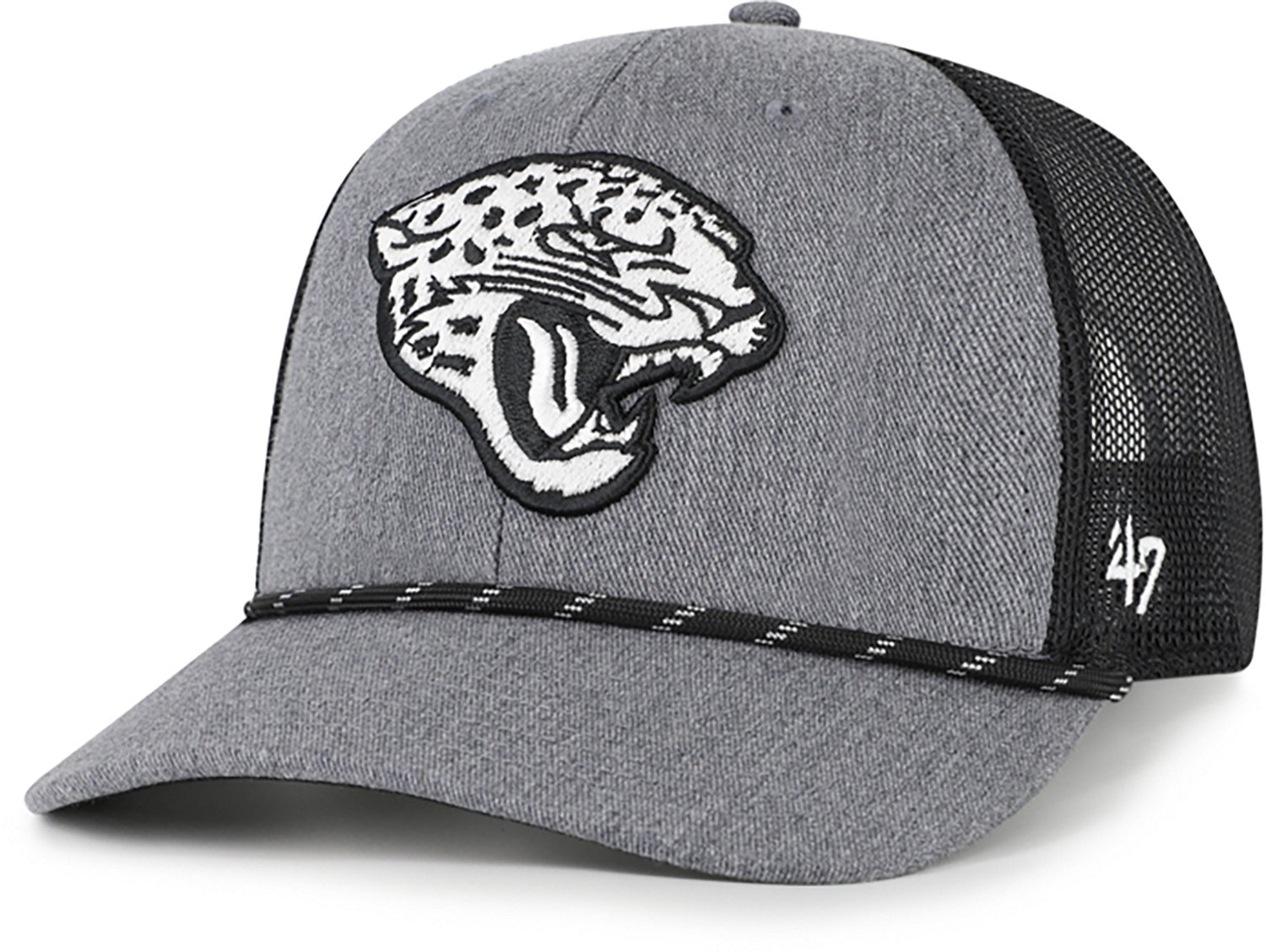 47 Brands Adults' Jacksonville Jaguars Carbon Strap Rope Trucker Cap