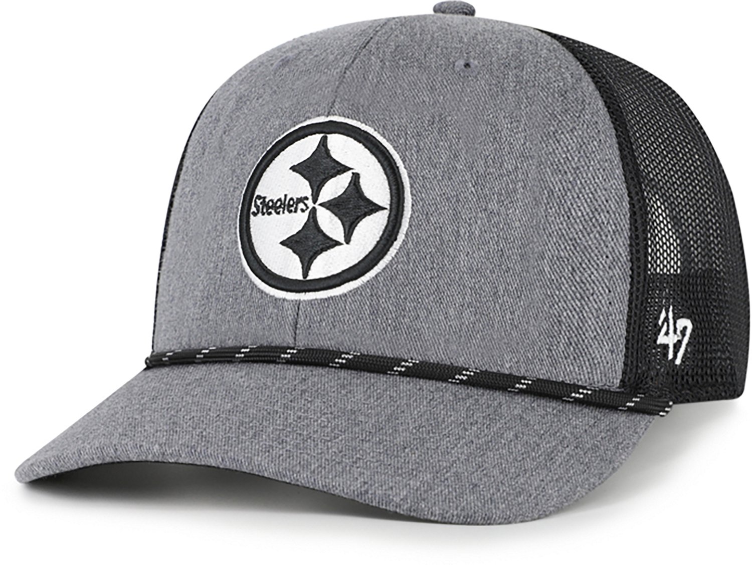 47 Brands Adults' Pittsburgh Steelers Carbon Strap Rope Trucker Cap