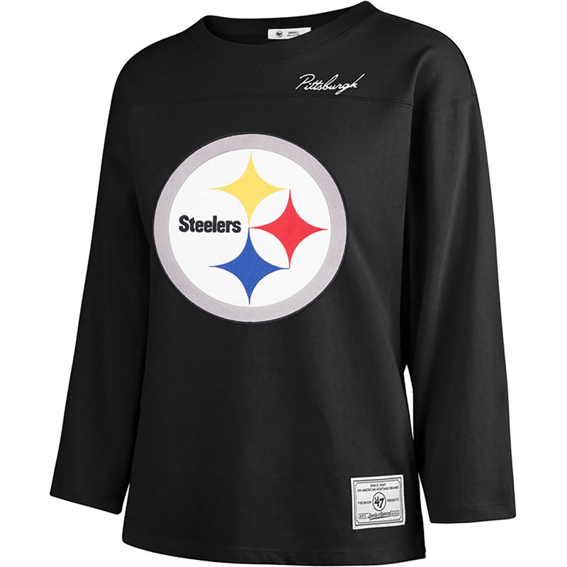 '47 Brand Women's Pittsburgh Steelers Game Nod Timeless Long-Sleeve Heavyweight T-Shirt - Black