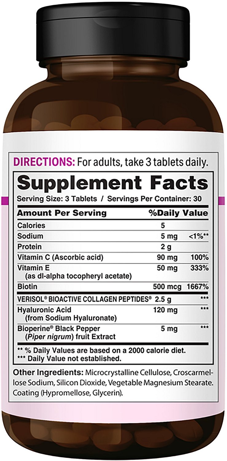 Vitamin World Hair Skin & Nails Formula with Hyaluronic Acid & Collagen Peptides - view number 2