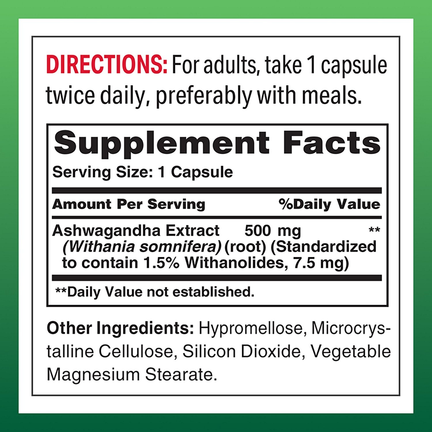 Vitamin World Ashwagandha 500 mg Capsules - view number 3