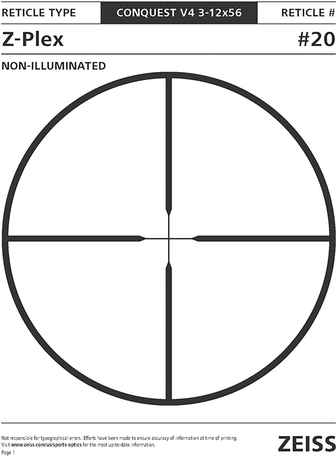 Zeiss Conquest V4 3-12 x 44 mm Riflescope with Z-Plex Reticle