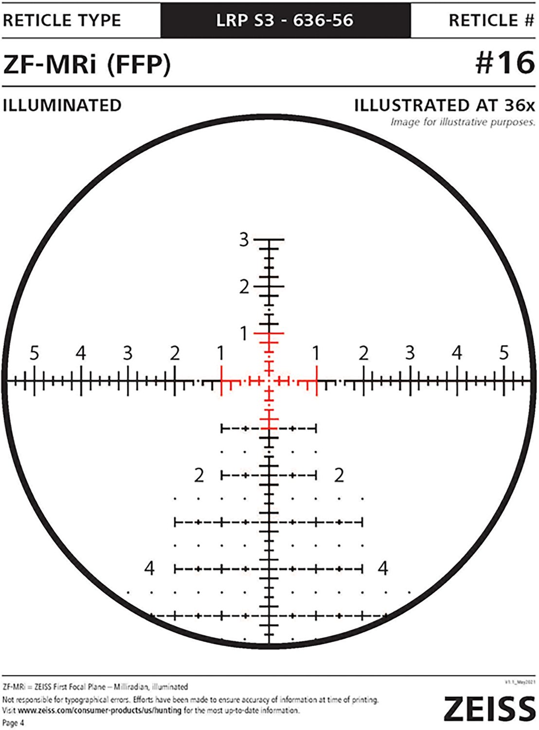 Zeiss LRP S3 6-36 x 56 MRAD Riflescope