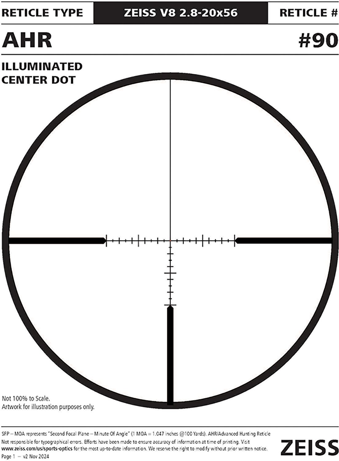 Zeiss V8 NA 2.8-20 x 56 mm Riflescope with Illuminated AHR Reticle                                                               - view number 6