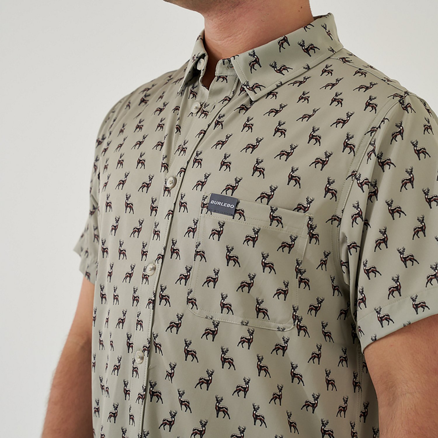 BURLEBO Men's Performance Button-Up Short Sleeve Shirt                                                                           - view number 3