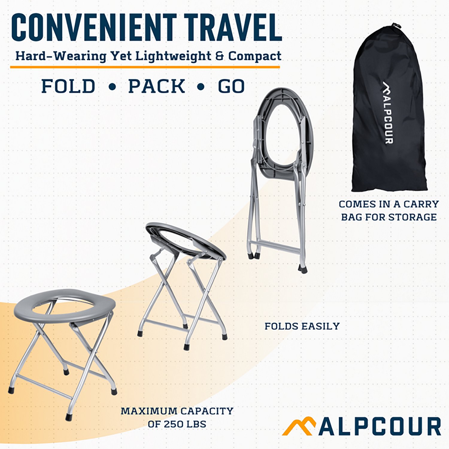 Alpcour Portable Toilet Seat Camping Folding Commode - view number 2