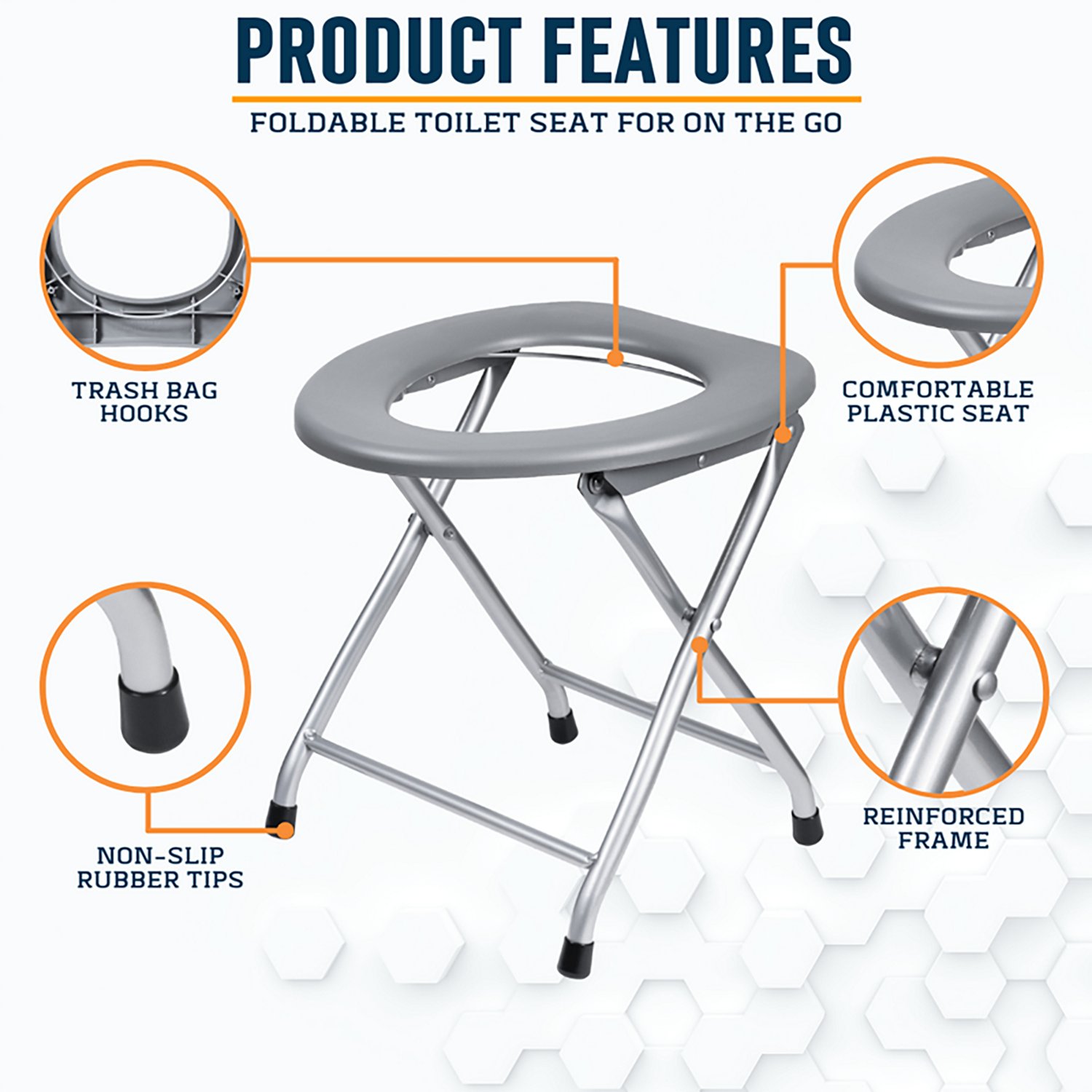 Alpcour Portable Toilet Seat Camping Folding Commode - view number 3