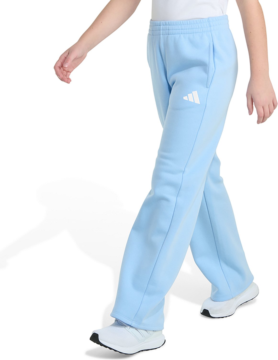 adidas Girls' 3-Bar Embroidery Cotton Fleece Wide Leg Pants - view number 2