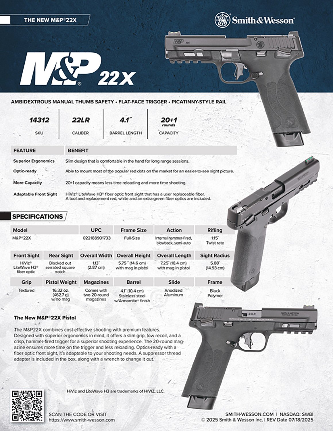 Smith & Wesson M&P 22X 22LR Hammer Fired Pistol - view number 7