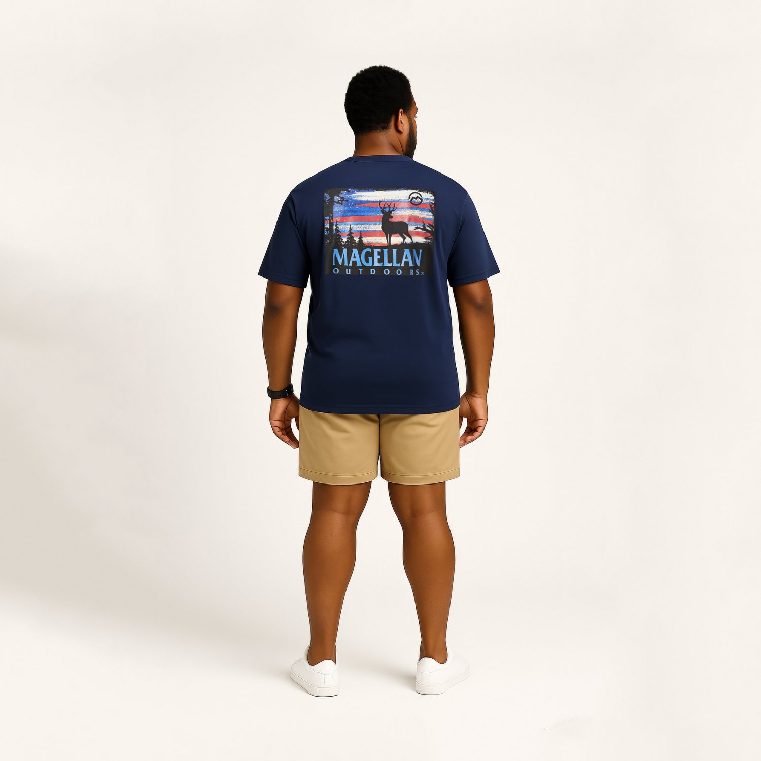 Magellan Outdoors Men’s Deer Flag Night Sky T-shirt - view number 3