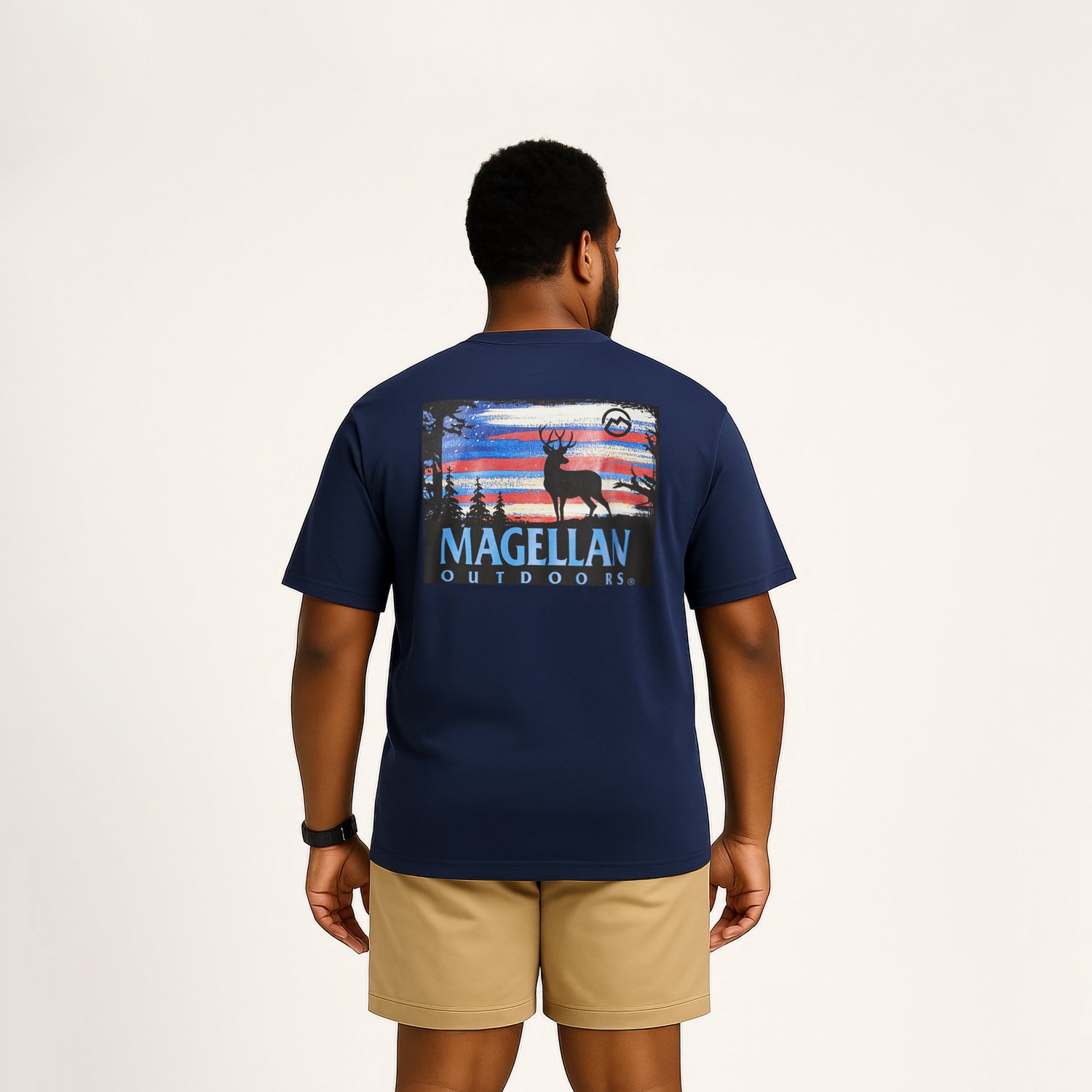 Magellan Outdoors Men’s Deer Flag Night Sky T-shirt - view number 4