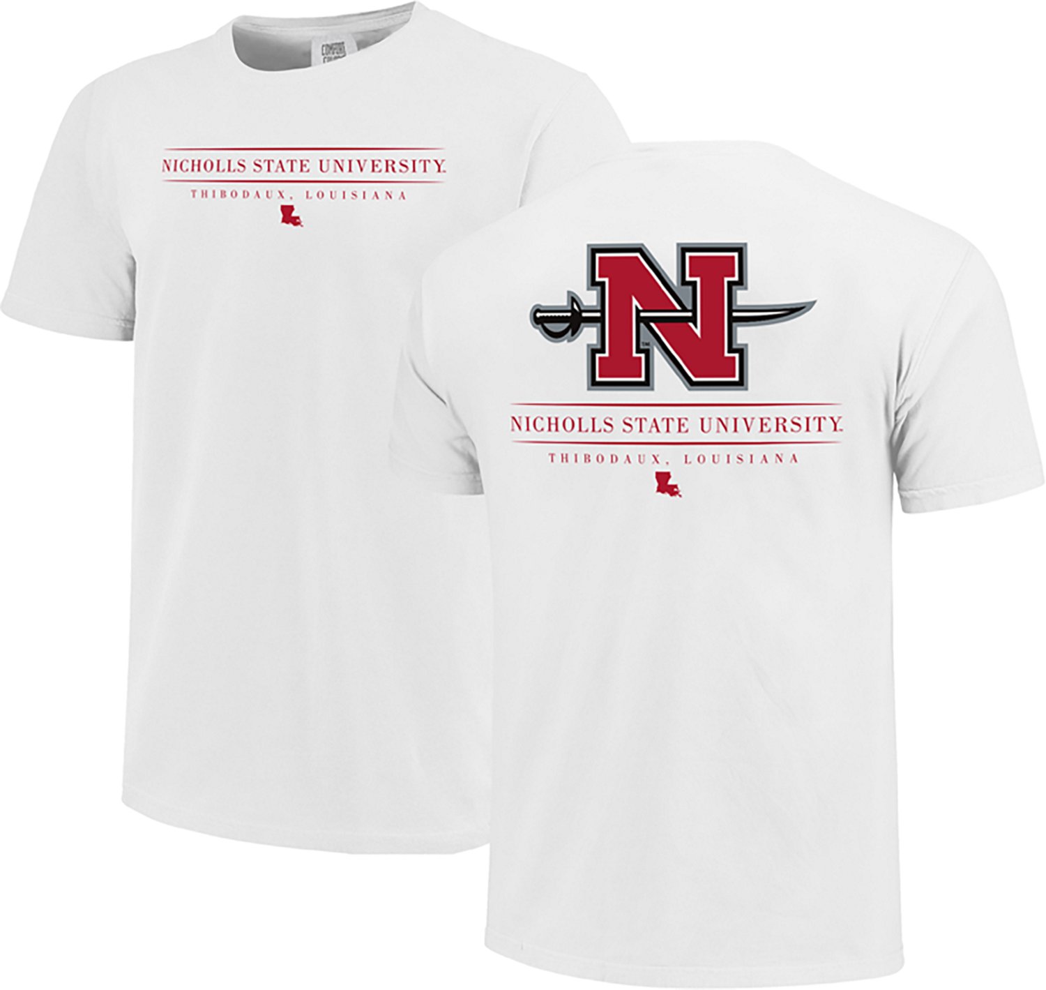 Image One Men's Nicholls State Colonels Classic Jumbo Logo Comfort Colors Short Sleeve T-shirt - view number 1