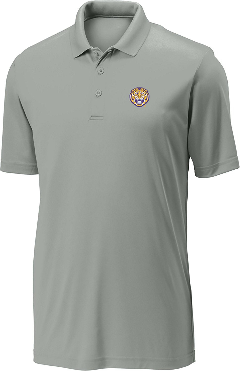 Bayou Apparel Men's Louisiana State University Tiger Head Solid Polo Shirt