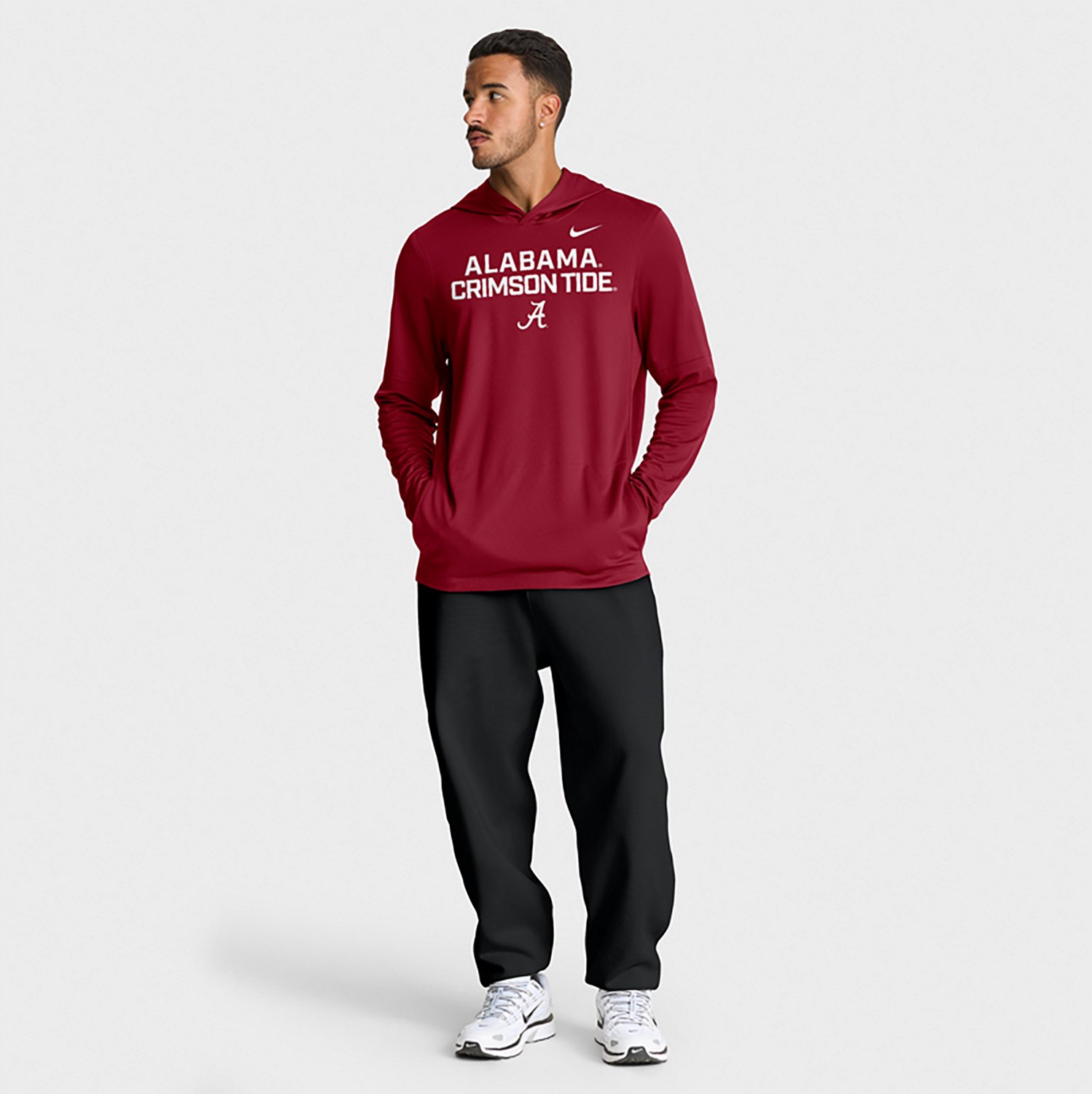 Nike Men's Alabama Dri-FIT Team Over Logo LWT Long Sleeve Hoodie Top - view number 6