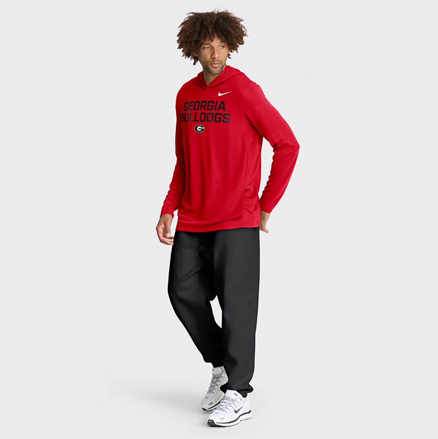 Nike Men's Georgia Dri-FIT Team Over Logo LWT Long Sleeve Hoodie Top - view number 6
