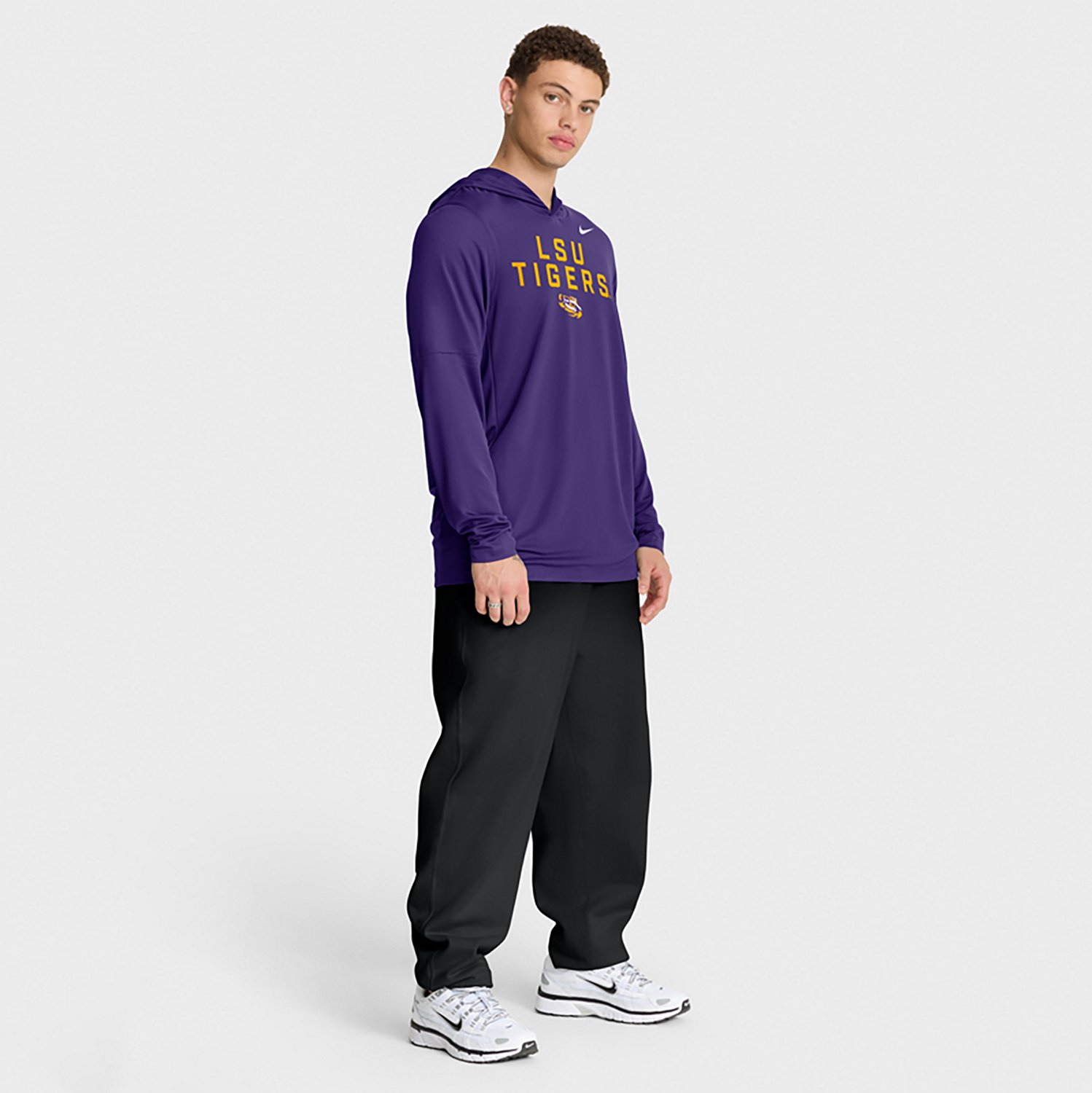 Nike Men's LSU Dri-FIT Team Over Logo LWT Long Sleeve Hoodie Top - view number 6