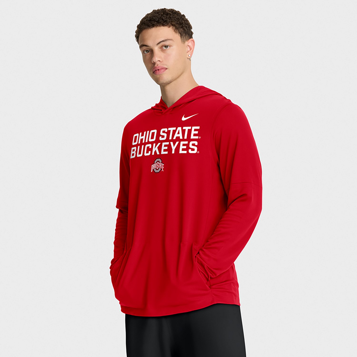 Nike Men's Ohio State Dri-FIT Team Over Logo LWT Long Sleeve Hoodie Top - view number 4