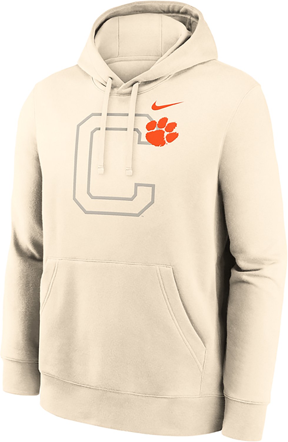 Nike Men's Clemson Primary Logo Natural Club Fleece Hoodie - view number 2