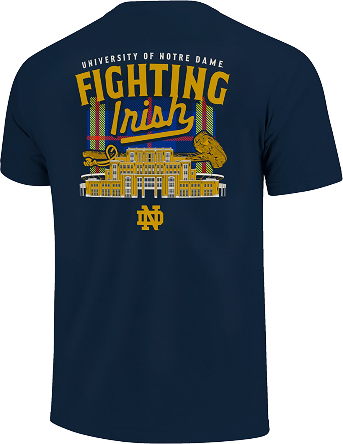 Image One Men's University of Notre Dame Tartan State Pipe Graphic T-shirt - view number 3