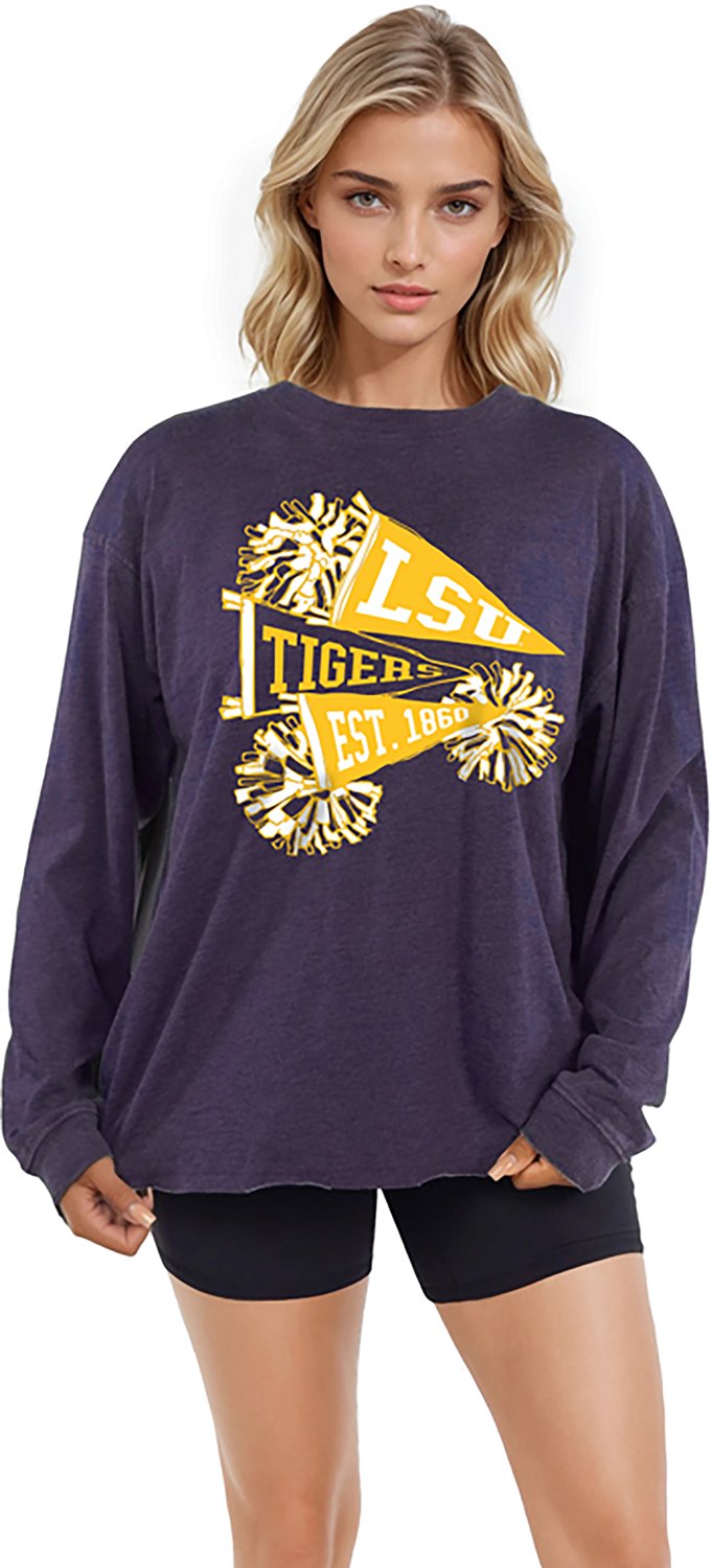 Chicka-d Women's LSU Pom Pom Timeless Long Sleeve T-shirt - view number 3