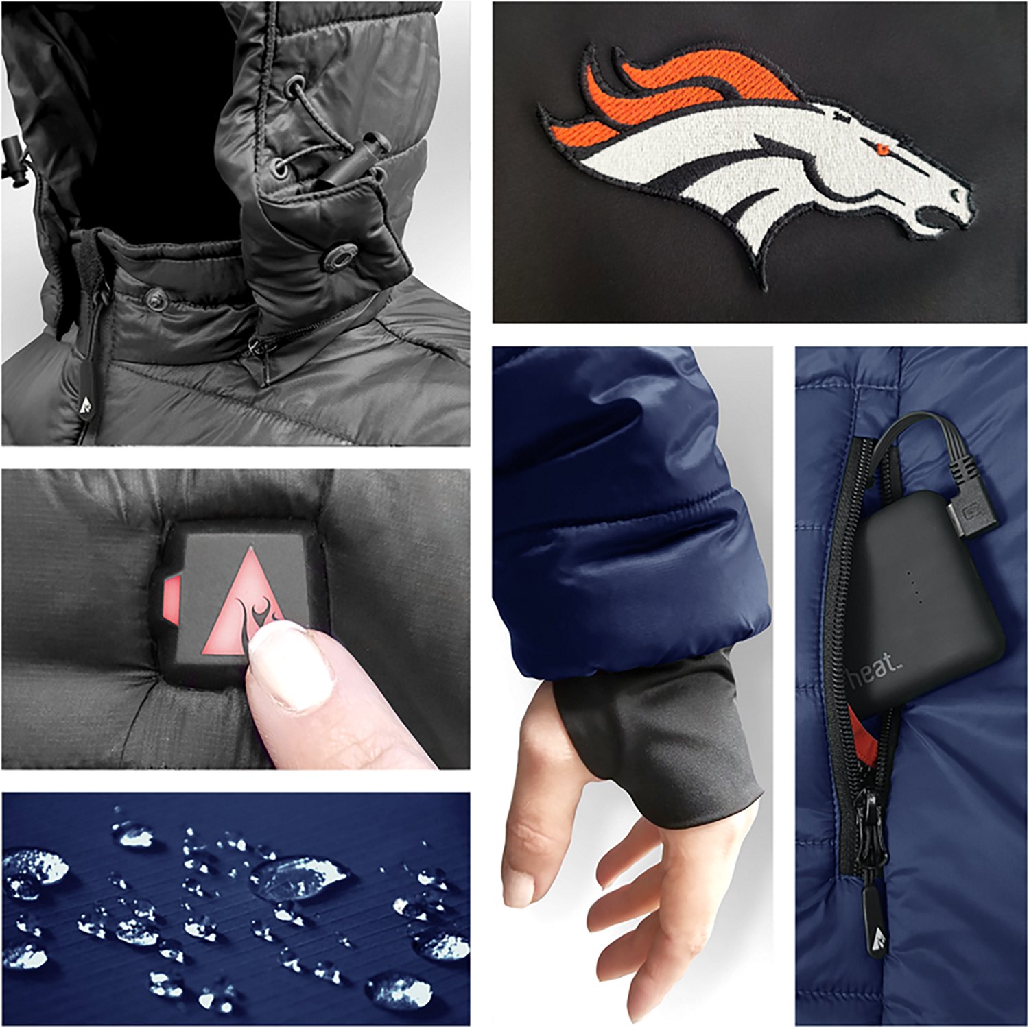 ActionHeat Men's Denver Broncos 5V Puffer Battery Heated Jacket - view number 6