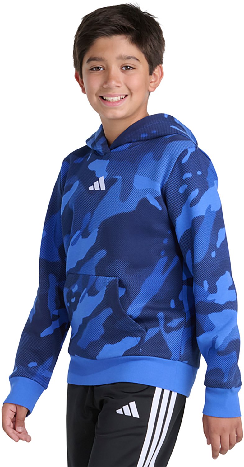 adidas Boys' Halftone Camo Printed Fleece Pullover Hoodie | Academy