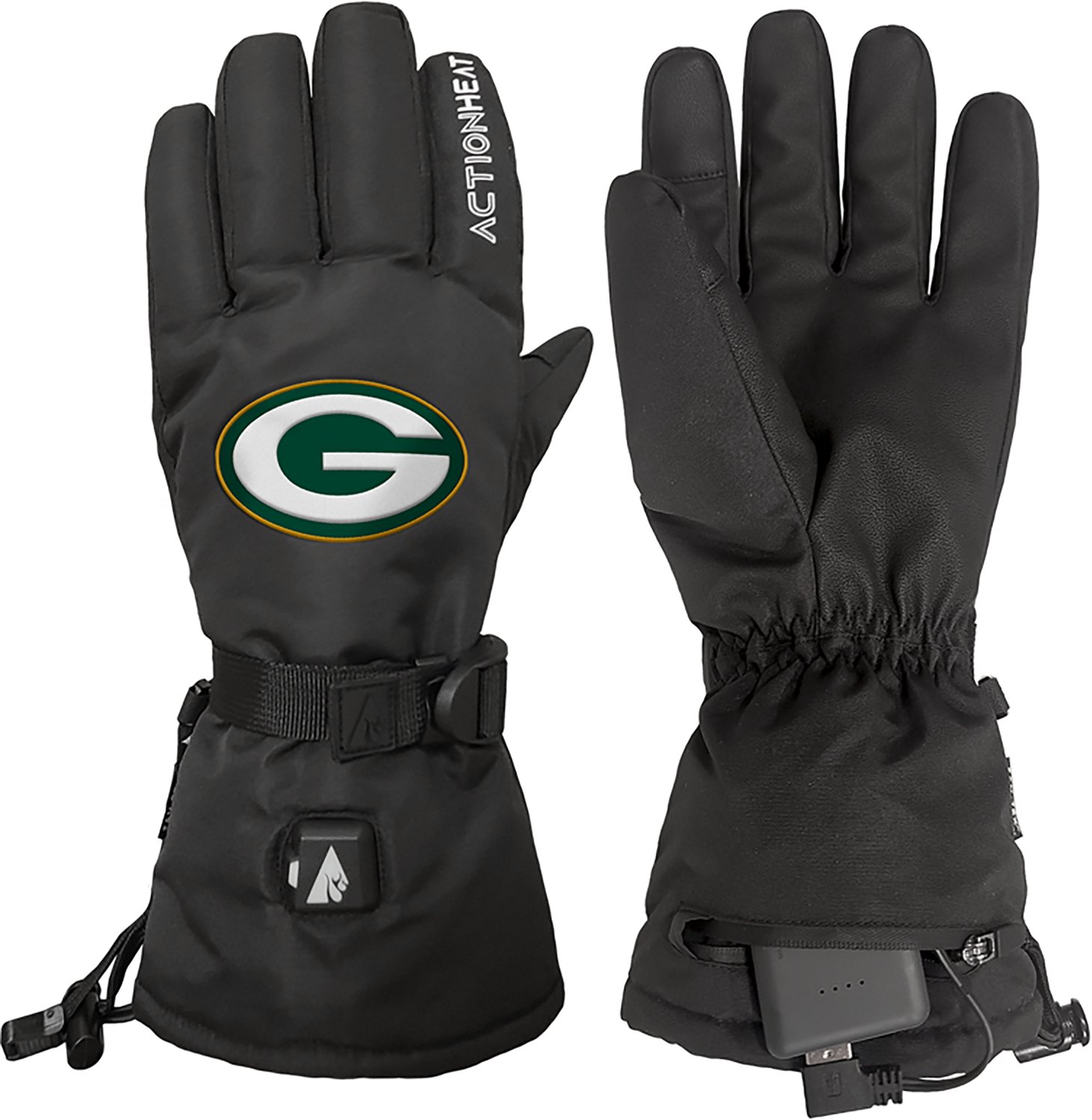 ActionHeat Adults' Green Bay Packers 5V Heated Winter Gloves - view number 2