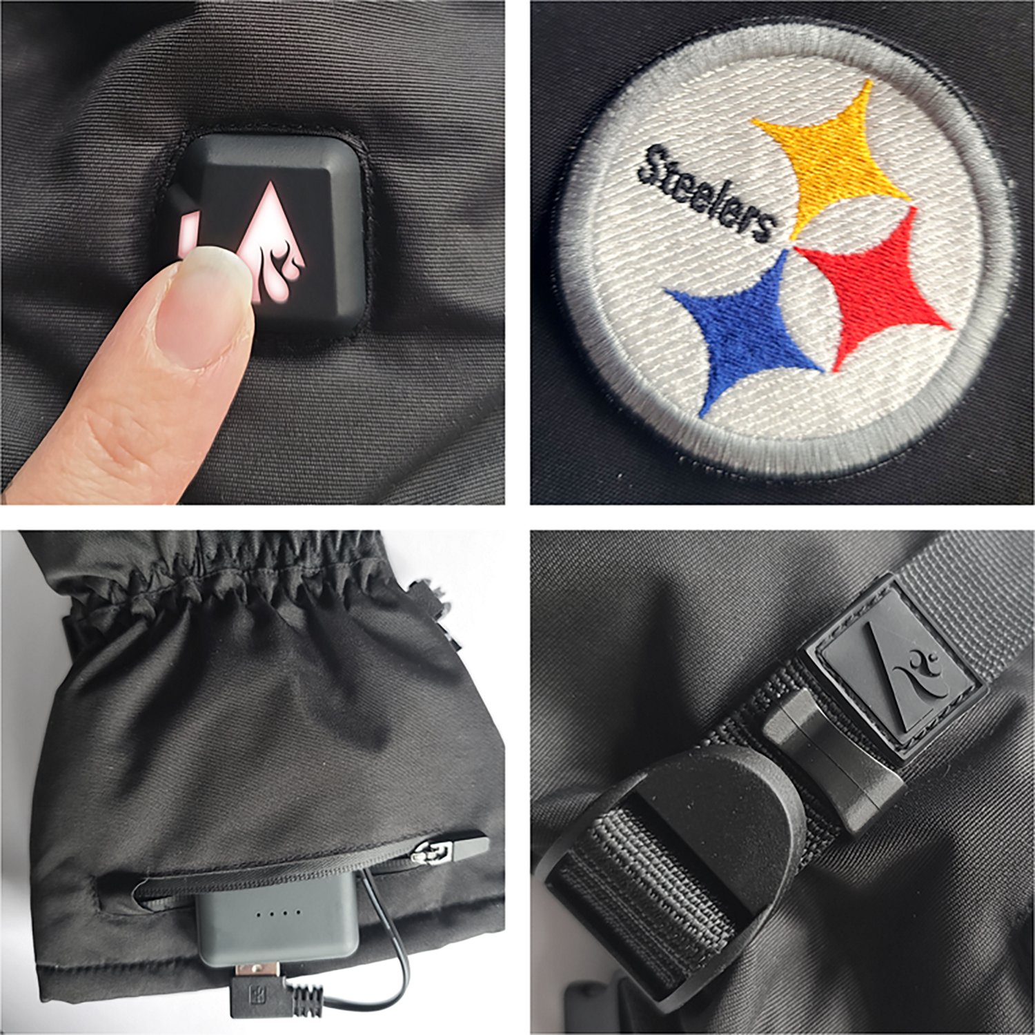 ActionHeat Adults' Pittsburgh Steelers 5V Heated Winter Gloves