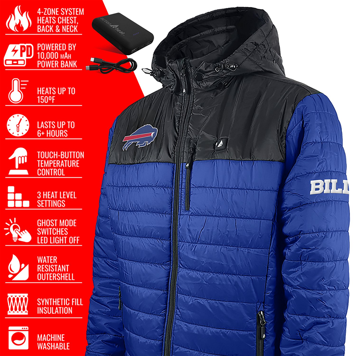 ActionHeat Men's Buffalo Bills 5V Puffer Heated Jacket - view number 4