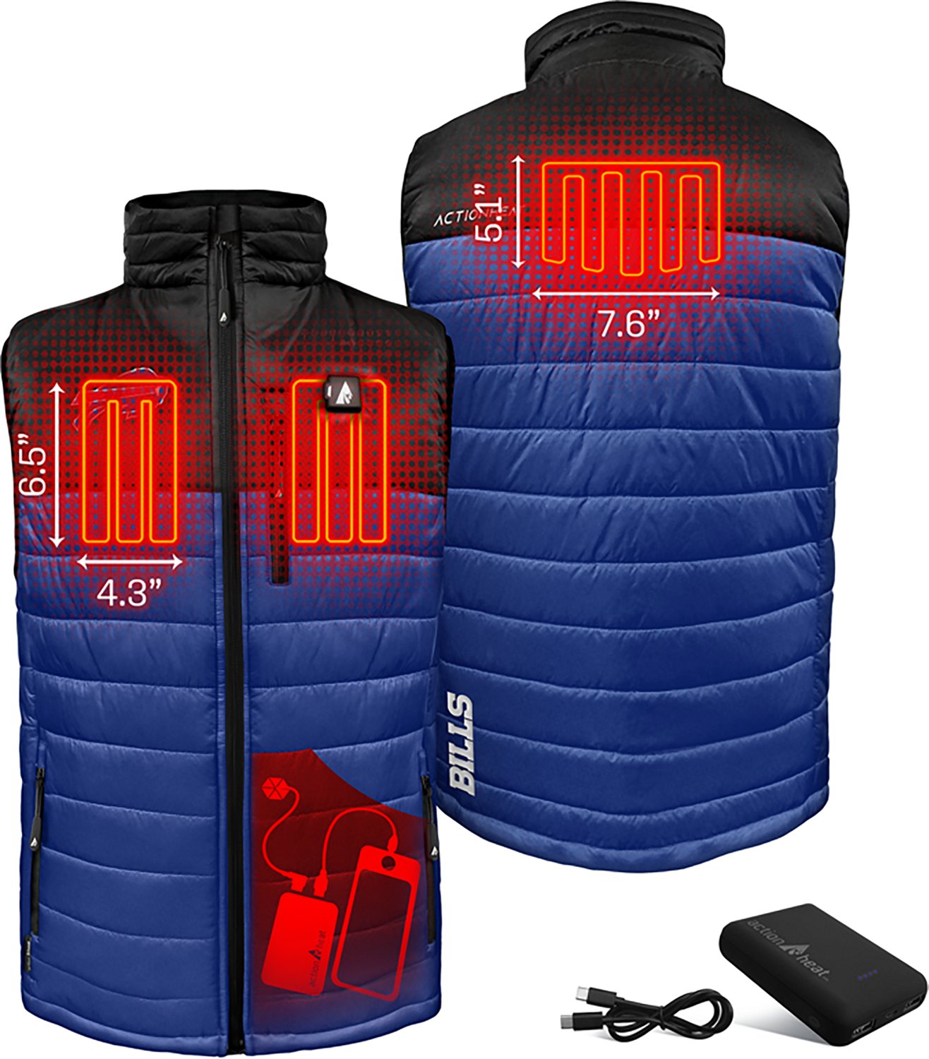 ActionHeat Men's Buffalo Bills 5V Puffer Heated Vest - view number 3