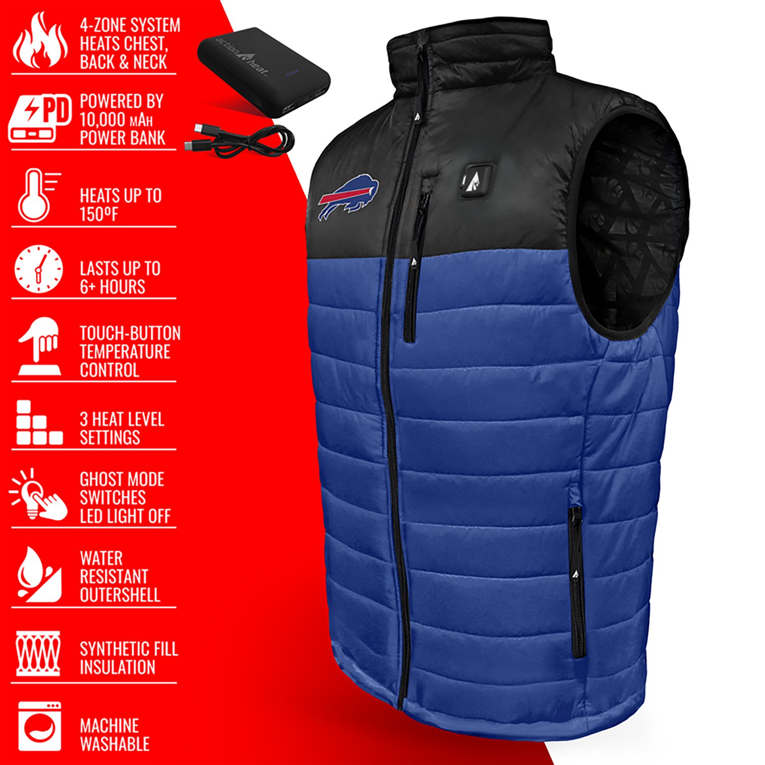 ActionHeat Men's Buffalo Bills 5V Puffer Heated Vest - view number 4