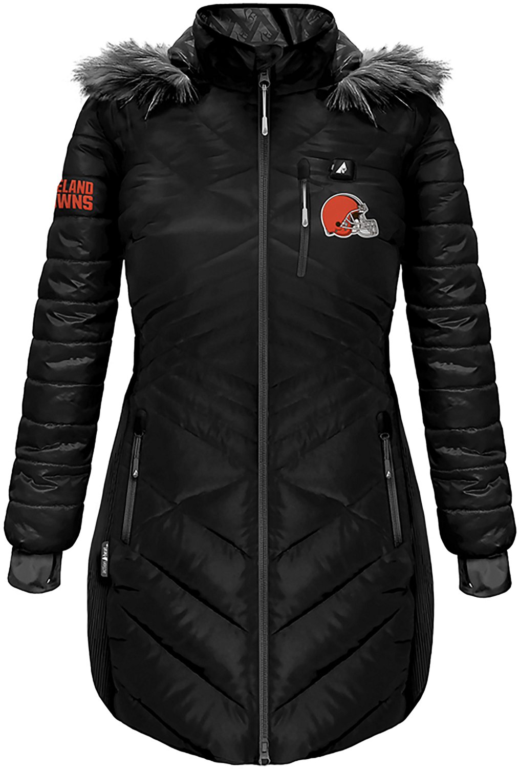 ActionHeat Women's Cleveland Browns 5V Long Puffer Heated Jacket - view number 2