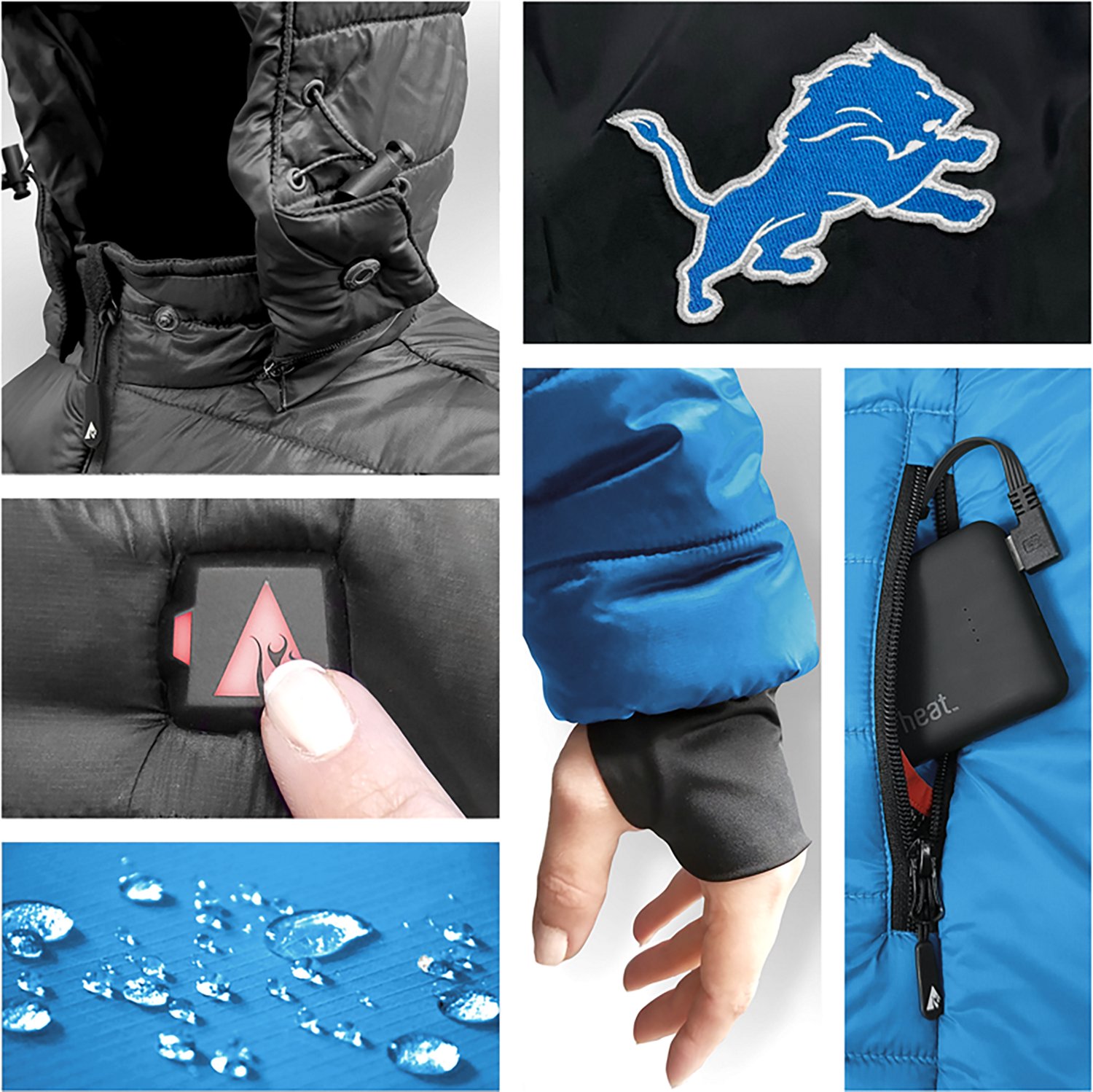 ActionHeat Men's Detroit Lions 5V Puffer Heated Jacket - view number 5