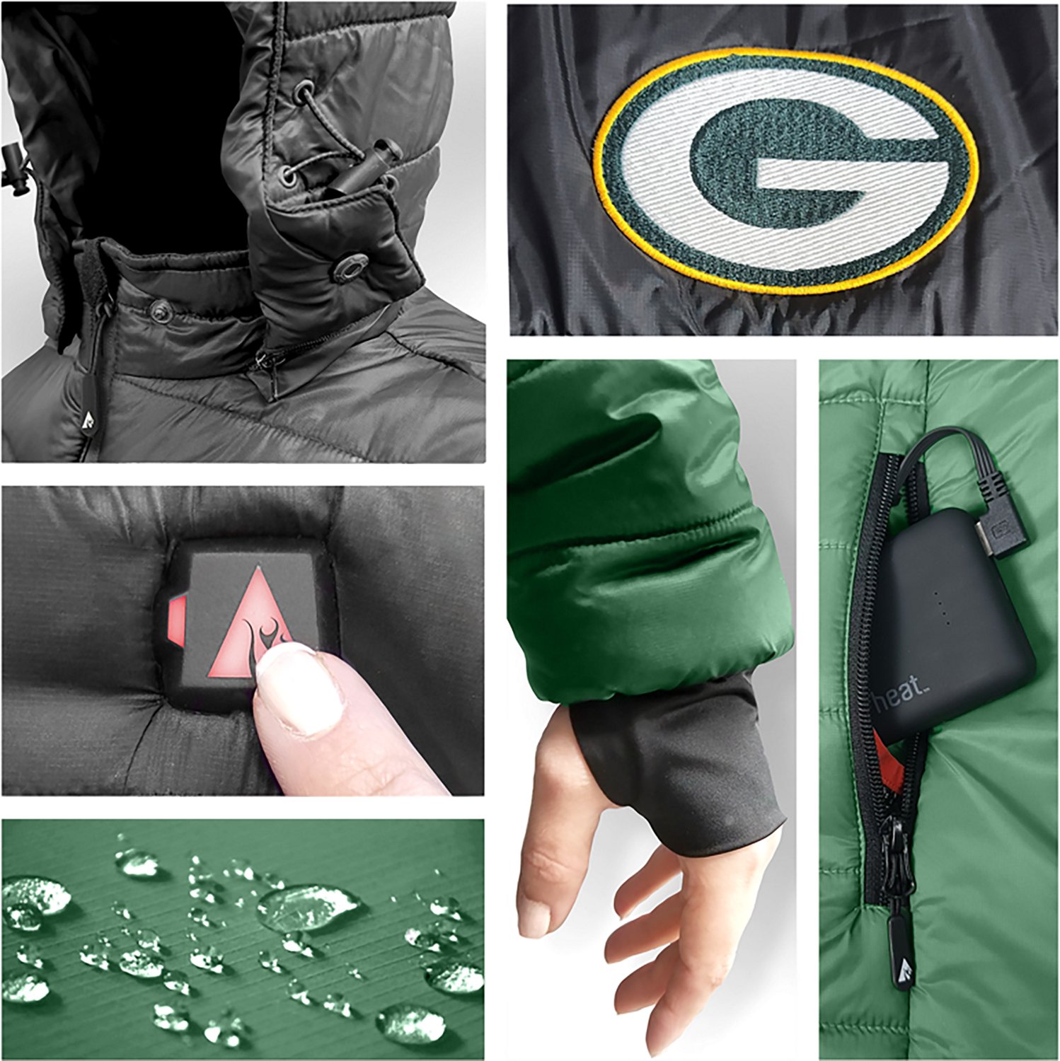 ActionHeat Men's Green Bay Packers 5V Puffer Heated Vest - view number 6