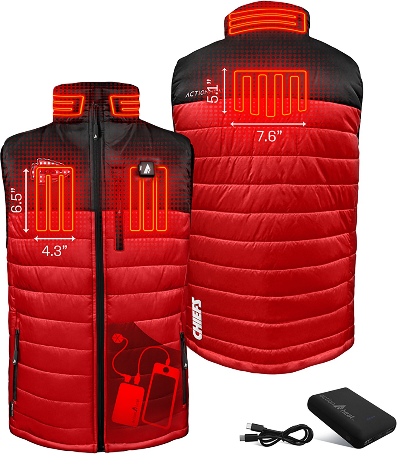 ActionHeat Men's Kansas City Chiefs 5V Puffer Heated Vest - view number 3