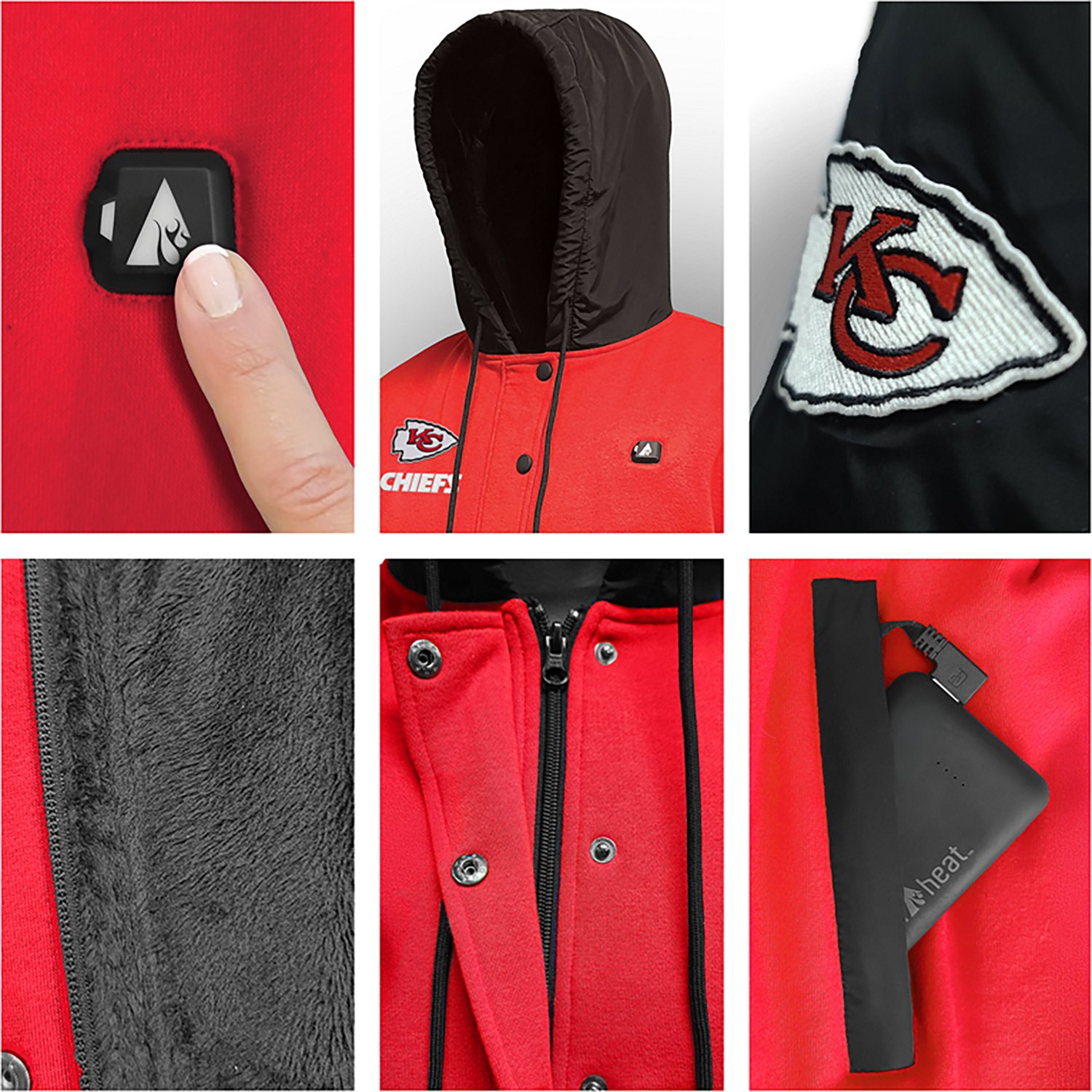 ActionHeat Men's Kansas City Chiefs 5V Heated Varsity Jacket - view number 6