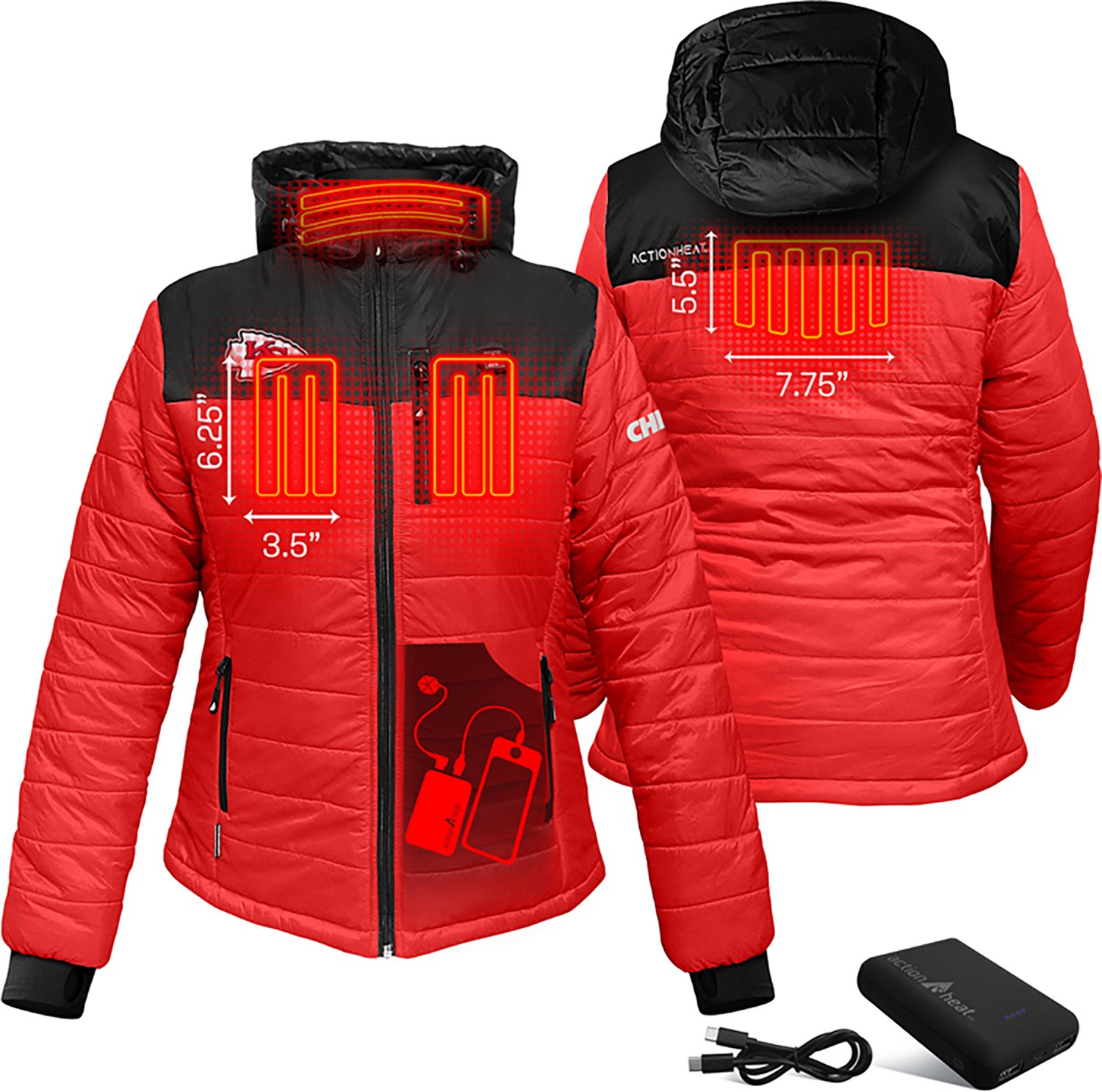 ActionHeat Women's Kansas City Chiefs 5V Puffer Heated Jacket - view number 3