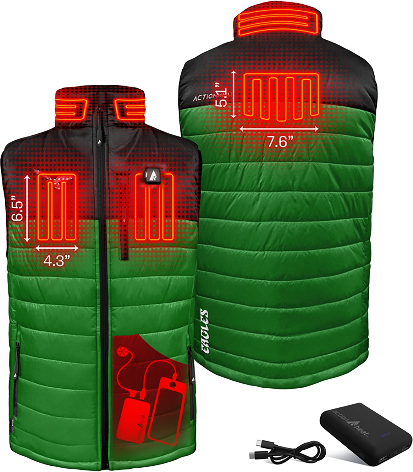 ActionHeat Men's Philadelphia Eagles 5V Puffer Heated Vest - view number 3