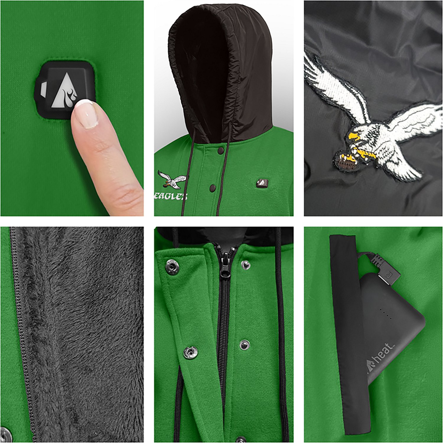 ActionHeat Men's Philadelphia Eagles 5V Heated Varsity Jacket - view number 6