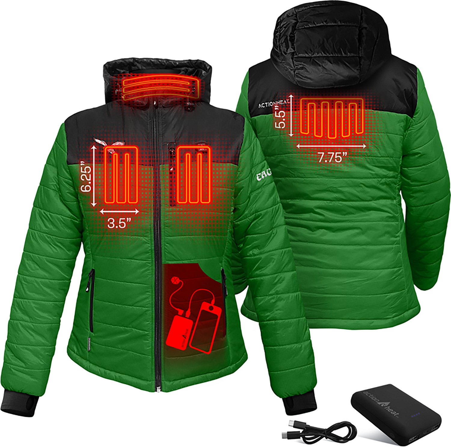 ActionHeat Women's Philadelphia Eagles 5V Puffer Heated Jacket - view number 3