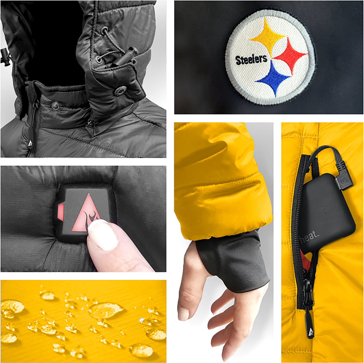 ActionHeat Men's Pittsburgh Steelers 5V Puffer Heated Jacket - view number 5