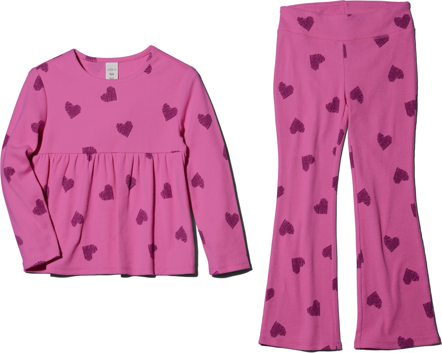 BCG Girls' 4-6X AOP Heart Rib 2-Piece Set