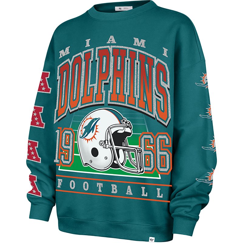 Women's '47  Aqua Miami Dolphins Go Big Oversized Pullover Sweatshirt