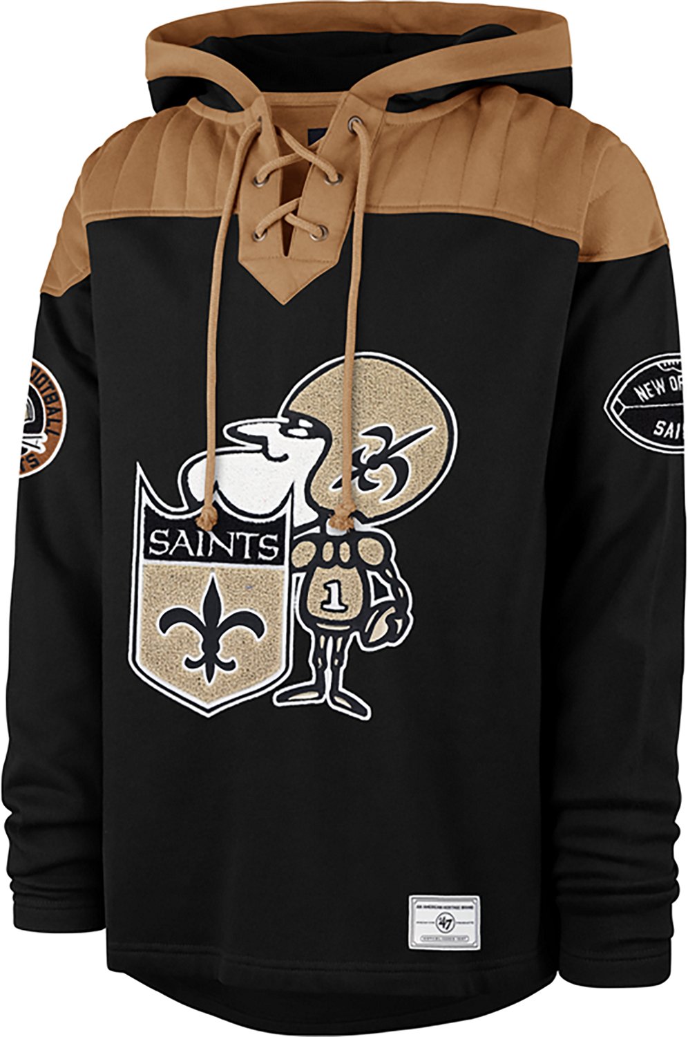 '47 Men's New Orleans Saints Flannagan Wingback Lacer Long Sleeve Hoodie - view number 2