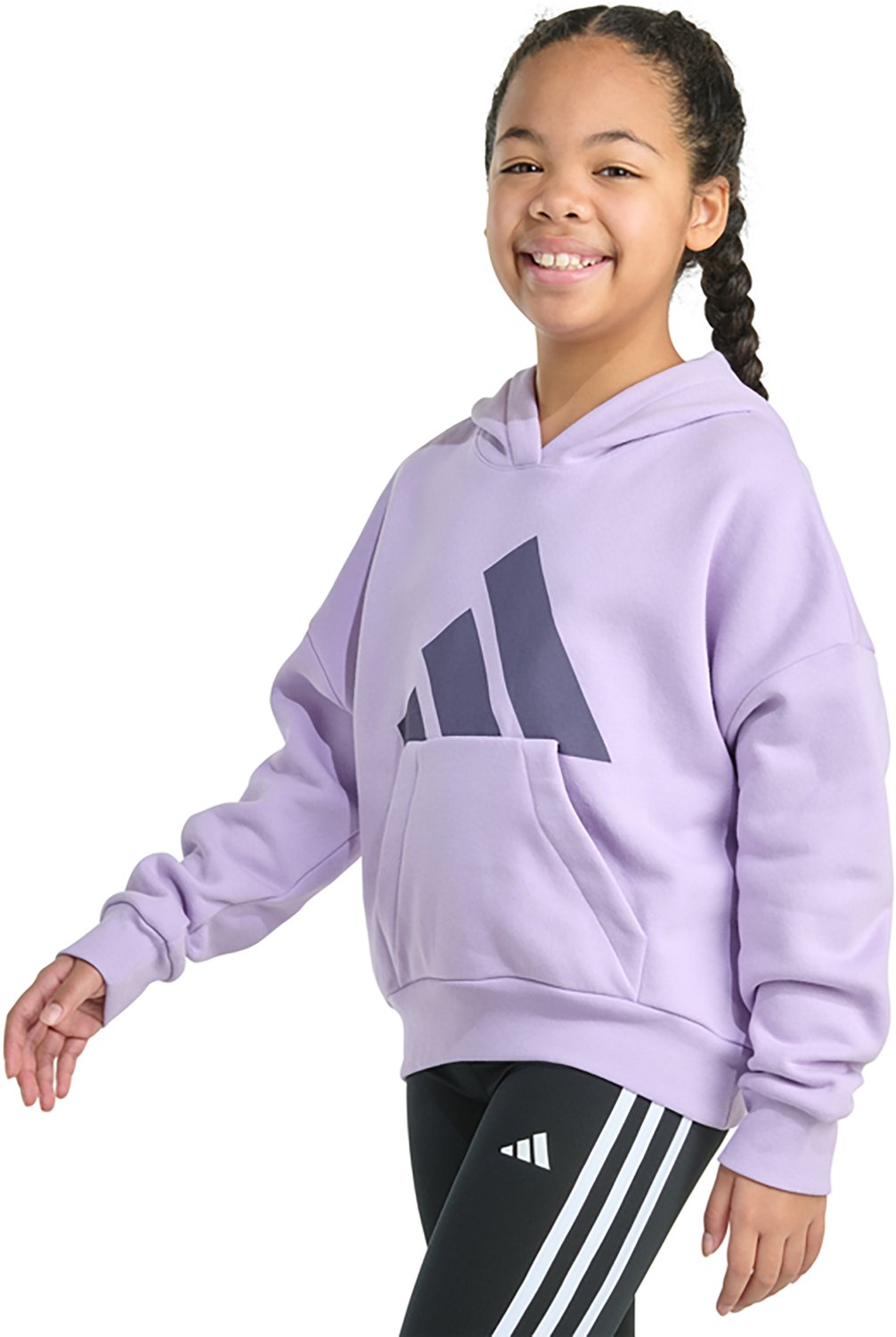 adidas Girls' Essential Big Logo Fleece Pullover Hoodie - view number 4
