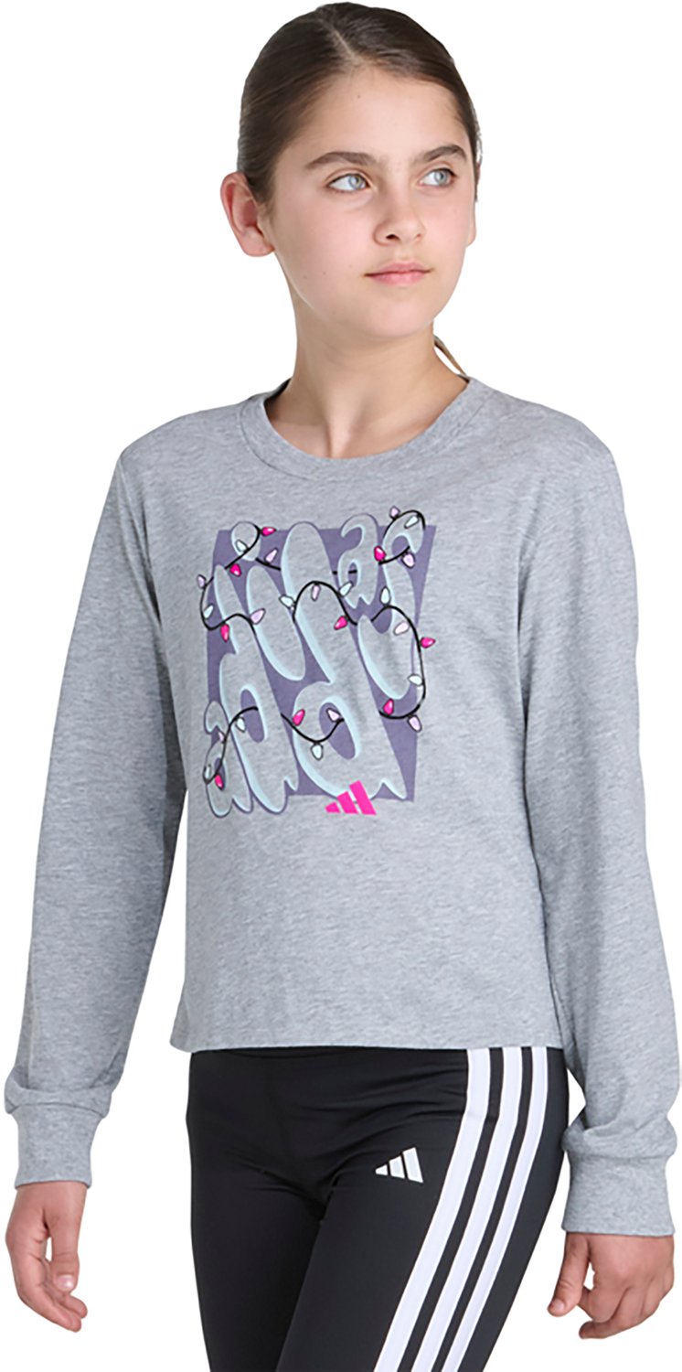 adidas Girls' Adi Christmas Lights Long Sleeve Graphic T-shirt - view number 3
