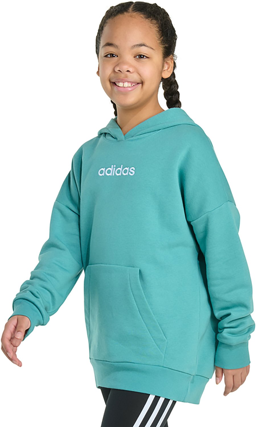 adidas Girls' Embroidered Linear Hooded Pullover - view number 3