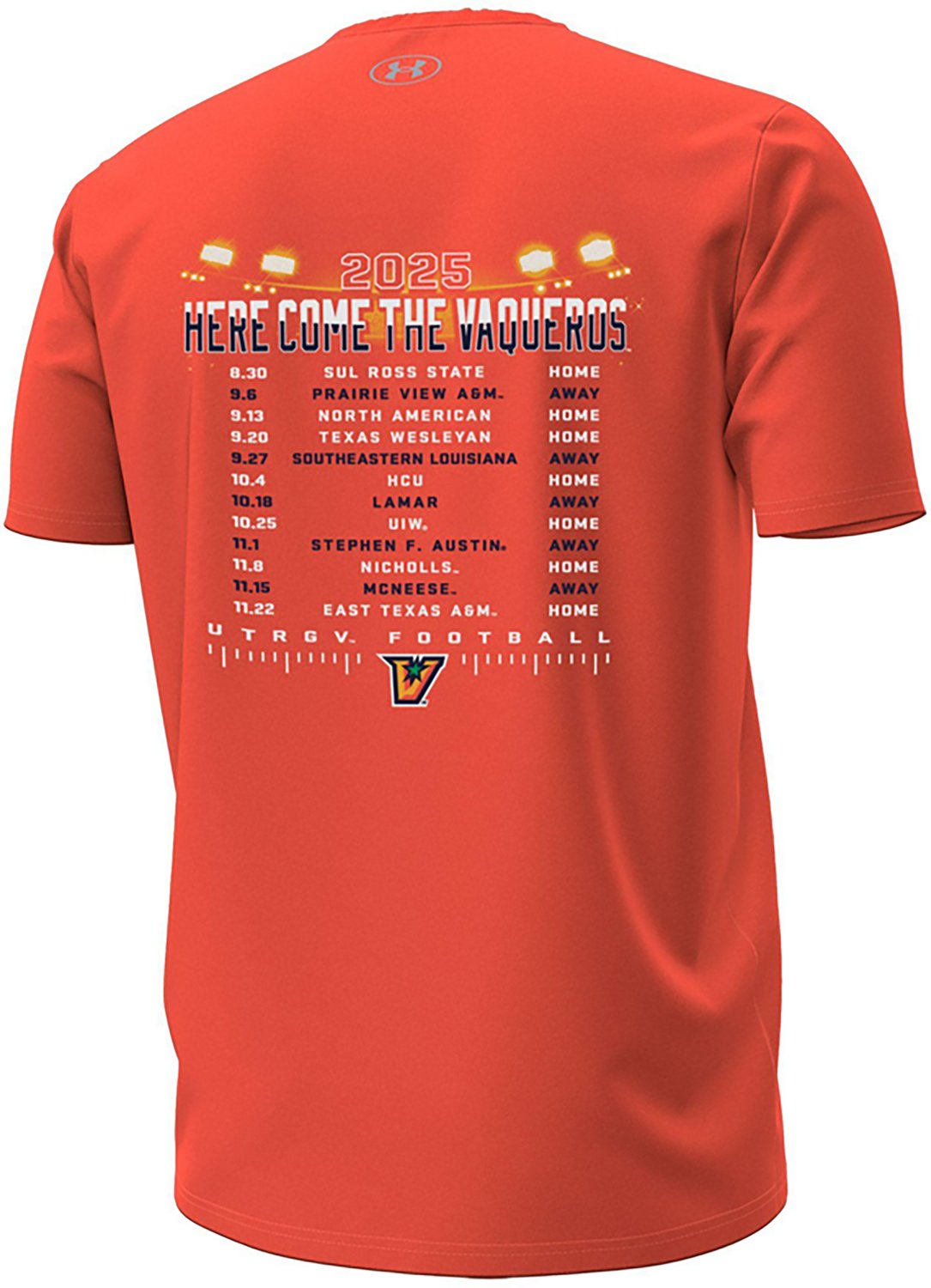 Under Armour Men's University of Texas Rio Grande Valley Stadium Lights Schedule Graphic T-shirt - view number 2