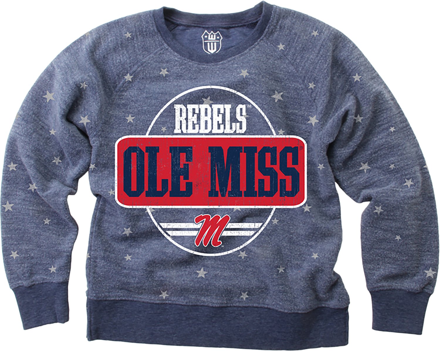 Wes & Willy Girls' Ole Miss Shimmer Star Reverse Fleece Crew Sweatshirt - view number 1